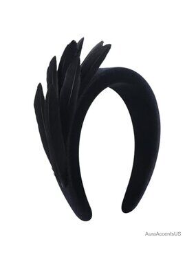 Vintage Feather Headband Velvet Fascinator 1920s Tea Party Cocktail